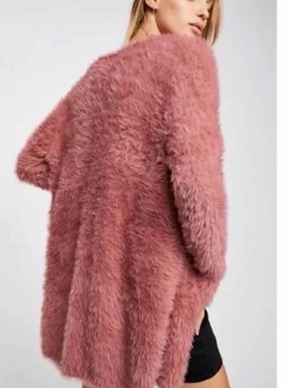 aerie Plush Open-Front Cardigan Sweater in Dusty Rose medium free people - Picture 5 of 13